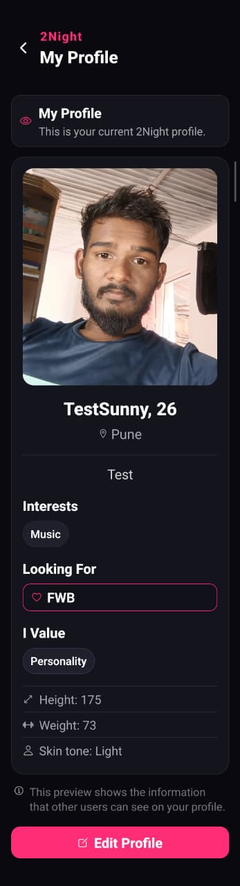2Night profile preview