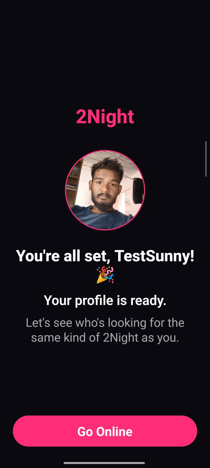 2Night welcome screen